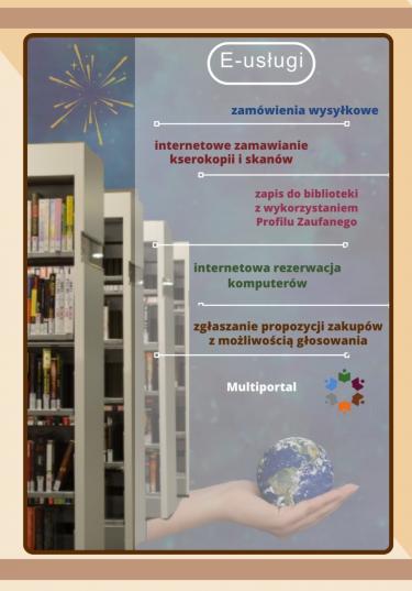 Slajd ukazujący e-usługi biblioteki