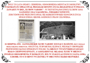 26 sierpnia 1956 r. - Jasnogórskie Śluby Narodu. Zdjęcie dokumentu oraz ujęcie z uroczystości na Jasnej Górze