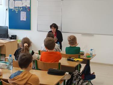 Uczniowie Szkoły Podstawowej Nr 1 w Brzozowie podczas zajęć