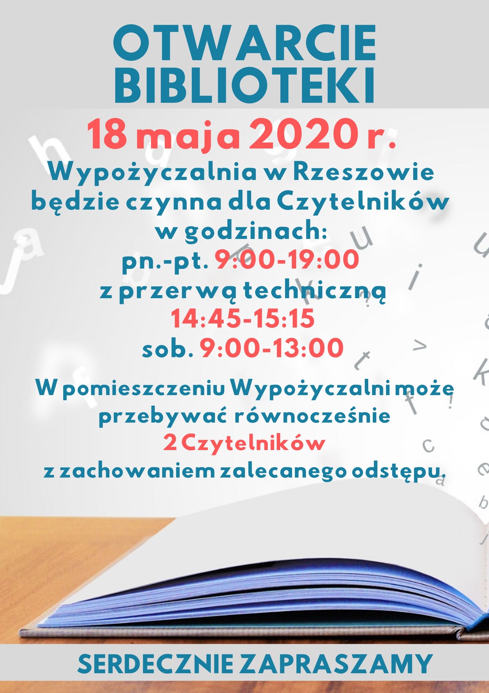 Plakat informujący o otwarciu biblioteki